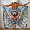 Butterfly-printed Beach Dress with Fringed Net Fabric Halter-style Wrap Skirt for Ladies, Ideal for A Spa Vacation. Halter-style Skirt.