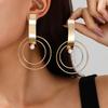 Trendy personality exaggerated geometric oval hollow square circle versatile earrings suitable for street photography