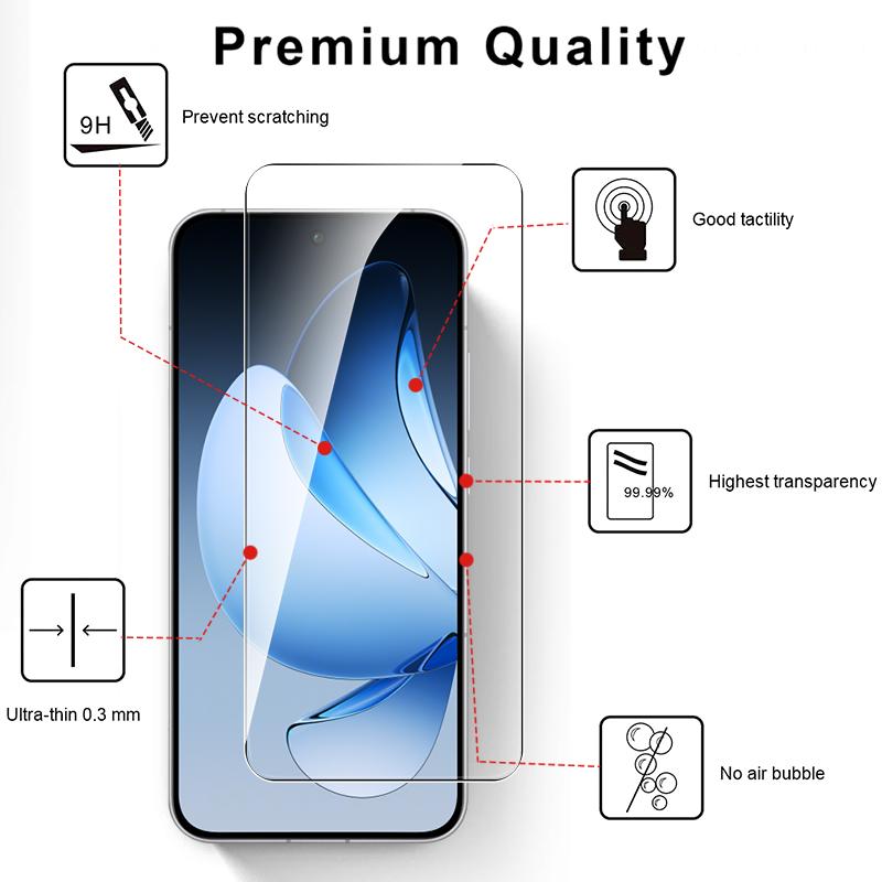 5Pcs 9H Screen Protector For Oppo Reno 14 13 FS F 5G HD Crystal Tempered Glass Reno14 Reno13 Reno14FS Reno13FS Reno14F Reno13F