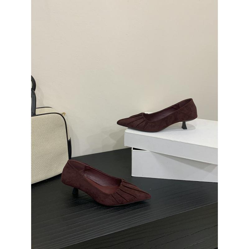 Single Shoes Women's 2025 New Spring and Autumn Versatile Commute 5cm Shallow Mouth Small Heels French Pointed Stiletto, High Heels