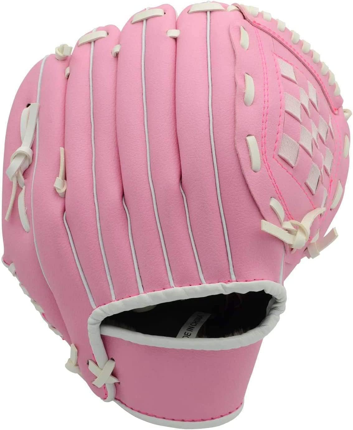 

MEOTDEOY Baseball Glove Soft Catching Practice Right-Handed Parent-Child Interaction Shock Absorption Pad 11.5 Inches Pink Left Hand Use