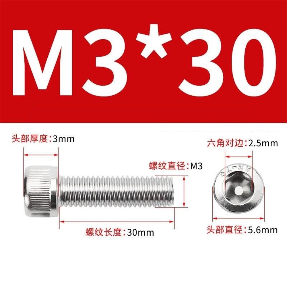50 Pcs M3 x 8 mm hexagon socket screws, 304 stainless steel hexagon socket drive machine screws
