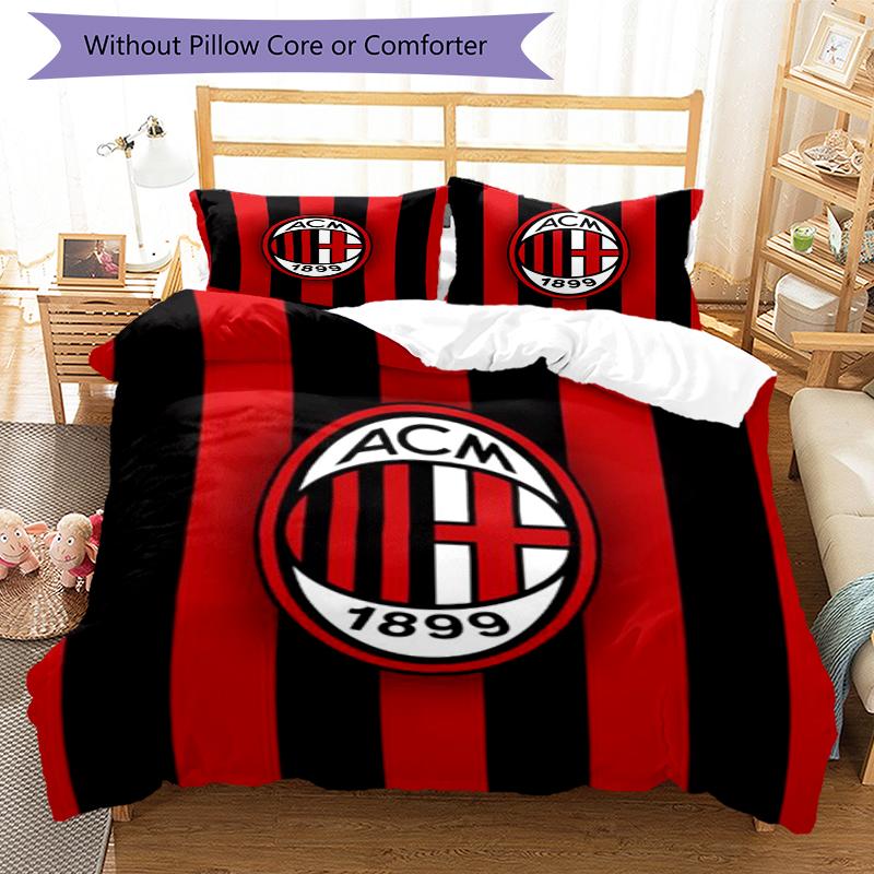3pcs AC Milan Bedding Set Duvet Cover Closure Includes 1 Duvet Cover & 2 Pillowcases, Soft and Comfortable for All Seasons.