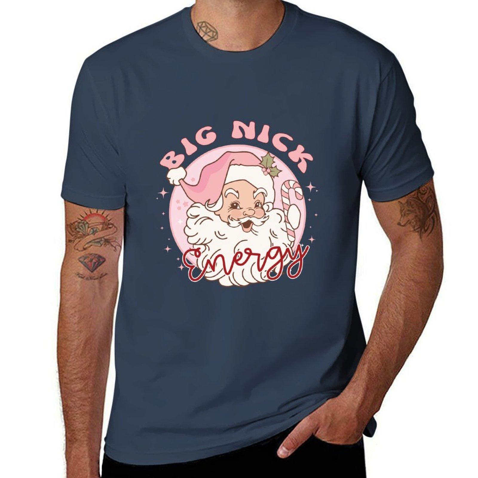 Big Nick Energy Santa Funny TShirt Sweat Resistant Workout Tee Shirt S