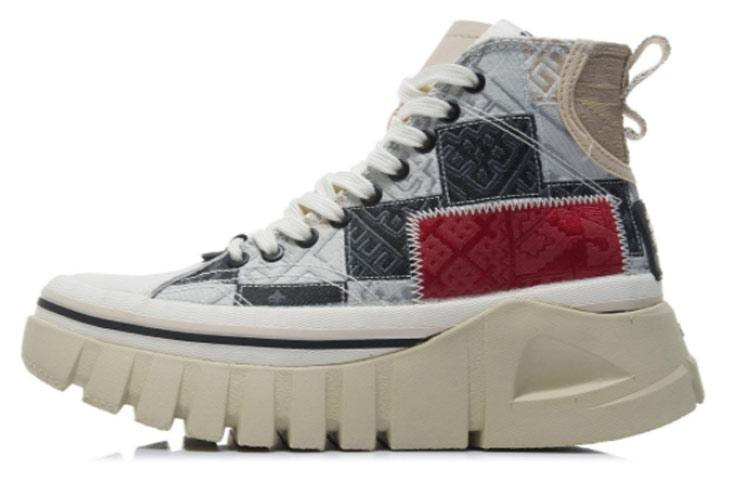 Li Ning High top Skateboard Shoes Women's Black Gray AGCR270-2