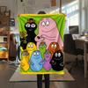 1Pc The Barbapapa Family Print Flannel Blanket, High Quality Comfortable for All Seasons, Home Decor, Warmth and Comfort, Perfect for Christmas Gifts