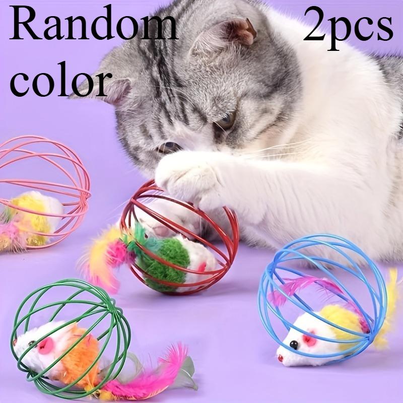 Interactive Cat Toy with Moving Mice - Durable Fabric, Artificial Feathers,Medium Breed Recommended, Playful Cat Toy|Colorful Cat Toy