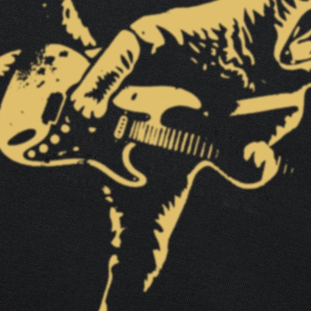 Rock Cat Playing Guitar Guitarist Music Lover Rock T-Shirts Men Awesome Tee Shirt DJ Party Bass Clothing Unisex T Shirts