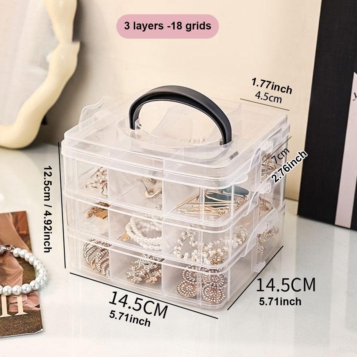 1pc3-layer transparent storage box 18 compartments stackable miscellaneous storage tray jewelry and bead storage box 2530₽