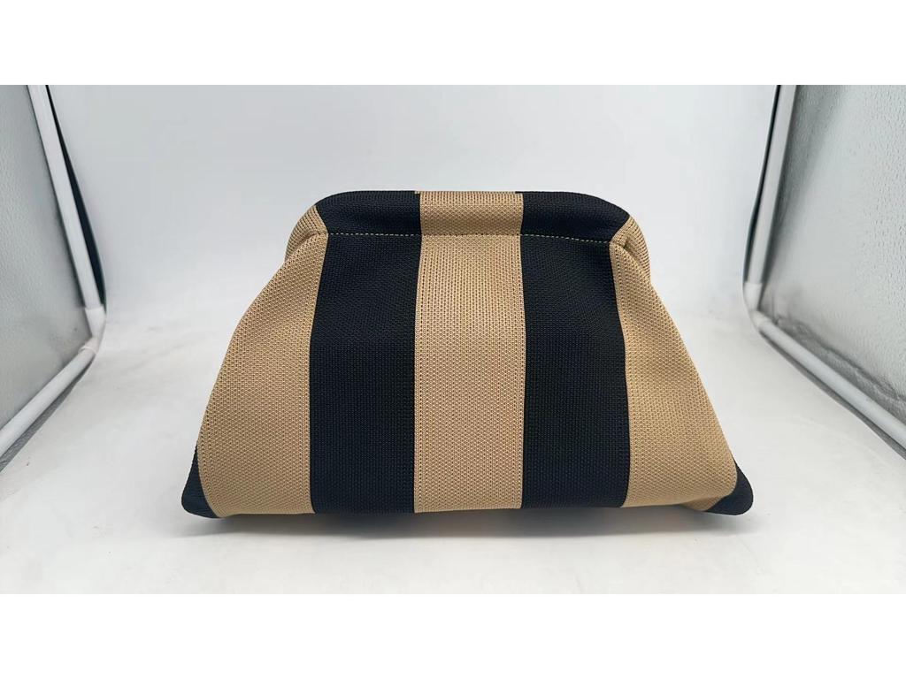 2025 Versatile Striped Knitted Handbag: Cloud Design, Large Capacity, Color Block, Daily Use.