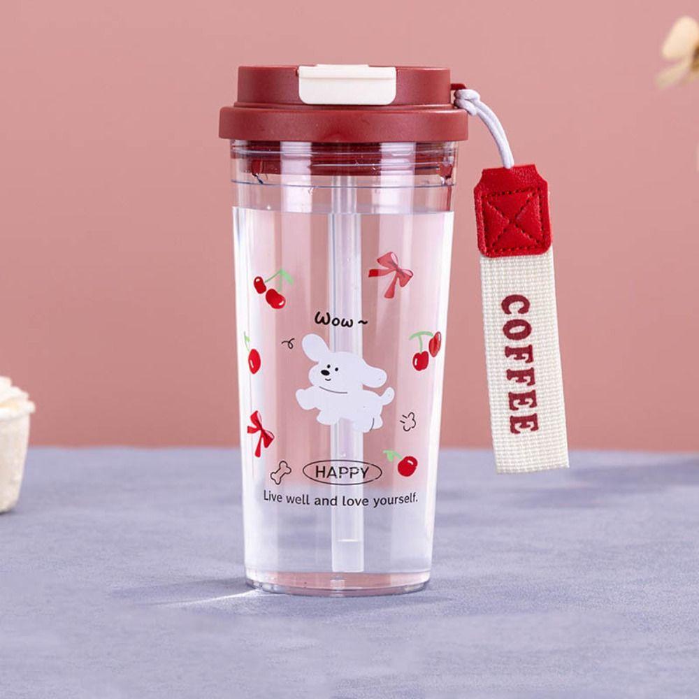 550ml Water Bottle Double Drinking Plastic Cups Cute Coffee Cup  Student