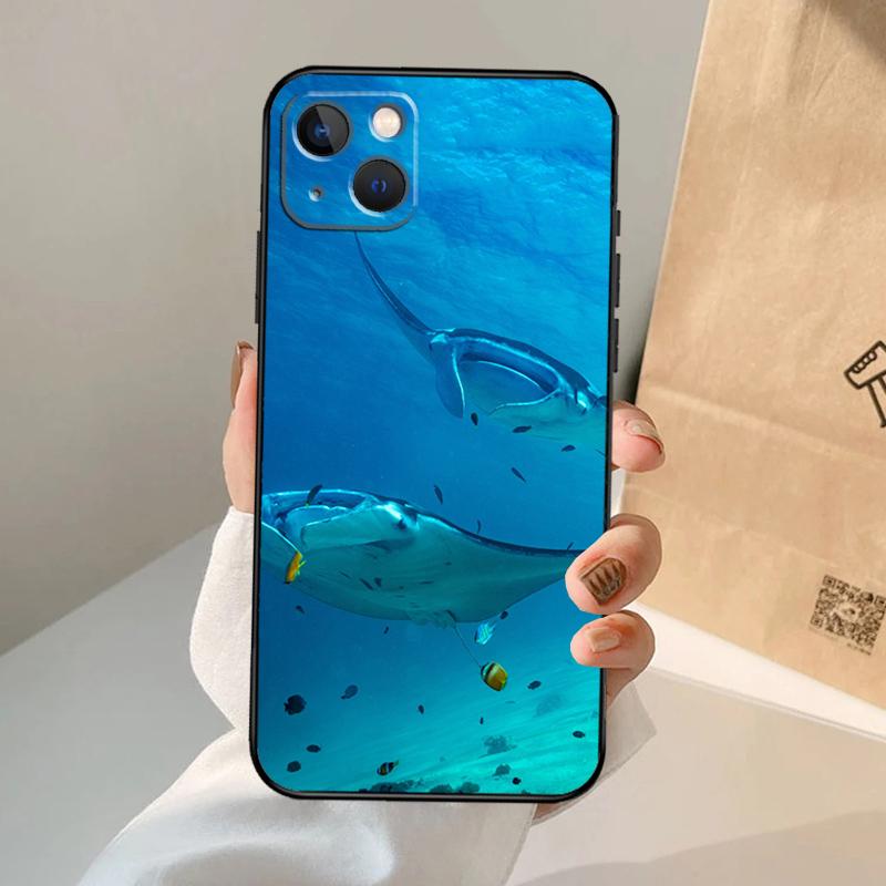 Animal Manta Ray Phone Case For iPhone 17 Air 16 14 13 12 11 15 Pro Max 13 12 Mini 15 16 Plus 16e Cover Coque
