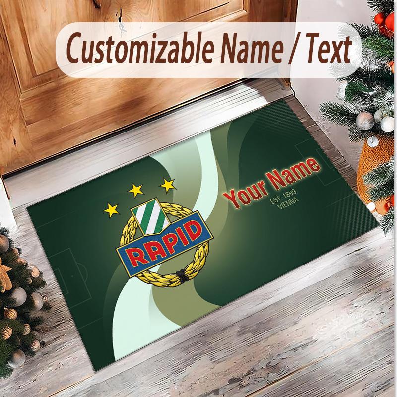 Personalized Crystal Velvet Carpet Rapid Wien FC Pattern Non Slip Floor Rug