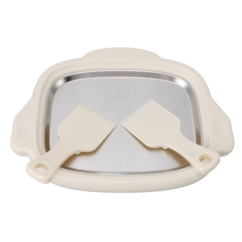 Ice Stir Frying Machine with 2 Shovels 304 Stainless Steel Plate Rolled Ice Cream Maker Fried Yogurt Machine for Home