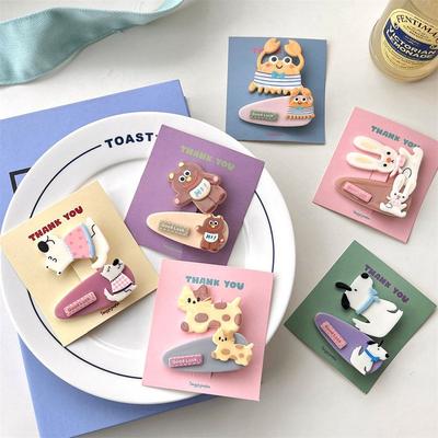 Japanese Kawaii Cartoon Mini Hair Clip Animal Candy Color Bear BB Clip Duckbill Clip Princess Series Cute Barrettes Set Dancing