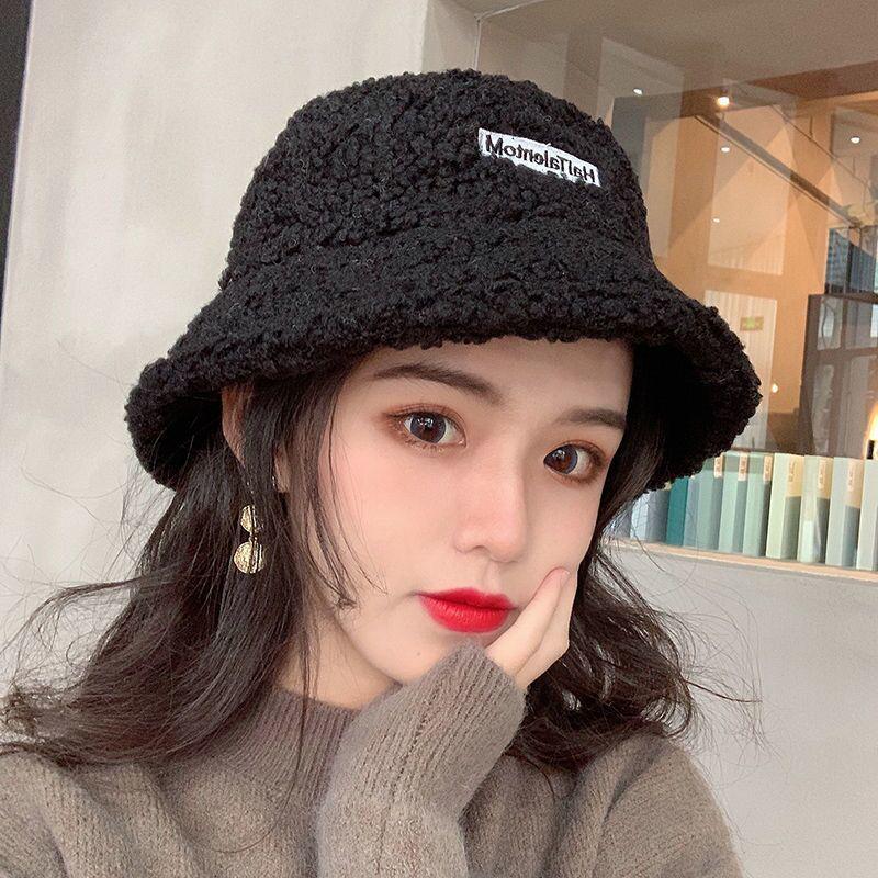 Lambswool Fisherman Hat: Warm Embroidered Small Brim, Versatile Korean Style for Autumn/Winter.