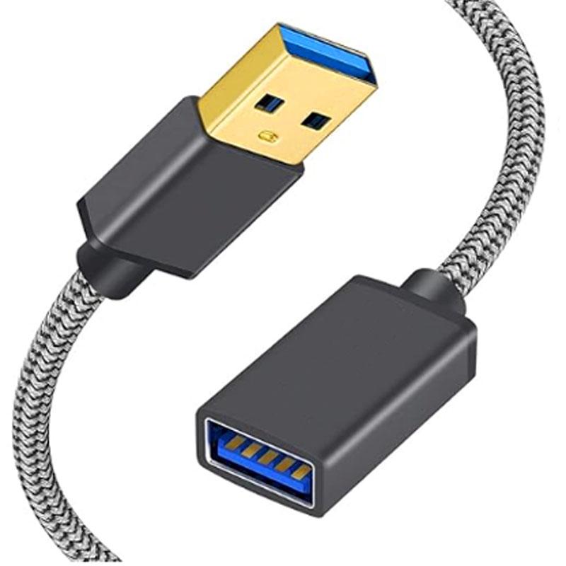 USB Extension Cable Nylon Braided High-speed USB 3.0 Extension Cable USB a Male to Female for USB Keyboard, Mouse, Flash Drive 0.3 m