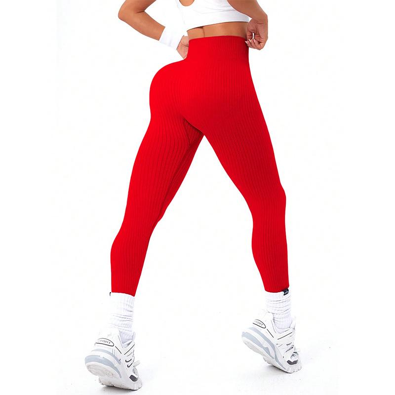 Women's High-Waist Ribbed Yoga Leggings | Hip-Lifting Fitness Pants