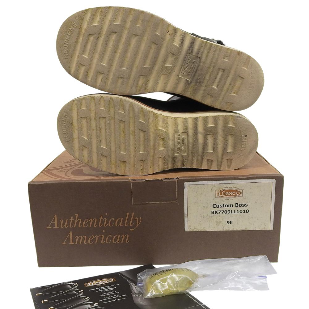 WESCO Custom Boss Leather Engineer Boots, Men's, Black, Size 9E, BK7709LL1010 Shoes 9E blackUsed