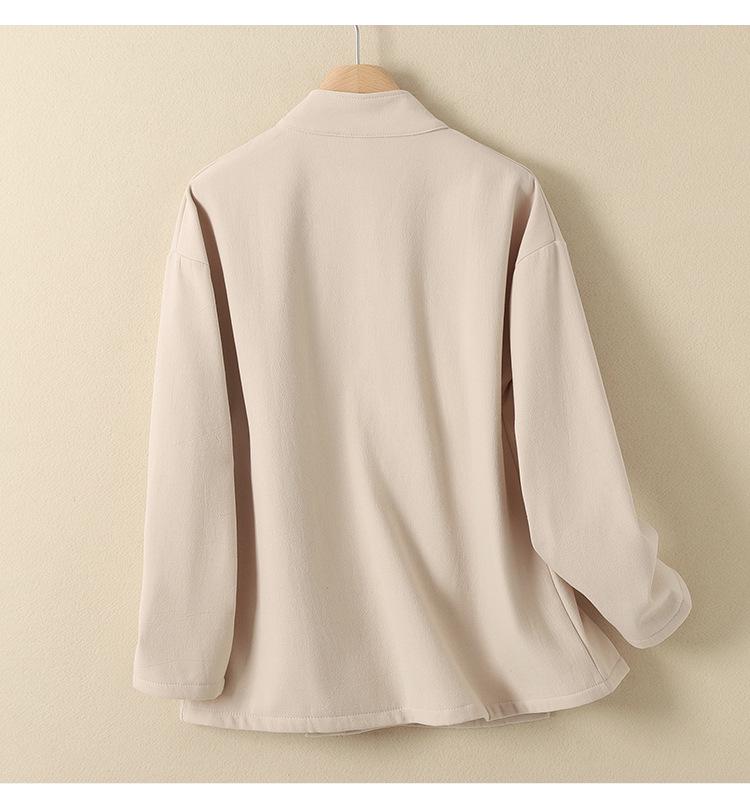 Hanfu d'Automne/Hiver en Coton et Lin pour Femmes: Cardigan Long à Manches Longues Style Chinois Doublé de Velours Robe de Moine pour la Cérémonie du Thé
