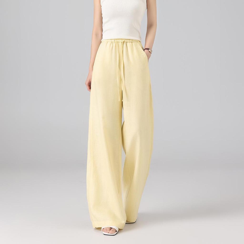 Yifeilaicer Women's Linen Wide-Leg Summer Pants - 2026 Ice Silk Casual Drape
