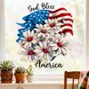 Static Cling Window Stickers Creative Daisy God Bless America for Balcony Patio Door Living Room Bedroom Home Decor