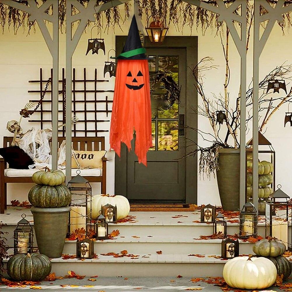 46 Inch Halloween Pumpkin Ghost Pendant Horror  For Yard Decoration Ghost Hanging Ornament Halloween Party Home Bar Decor Props