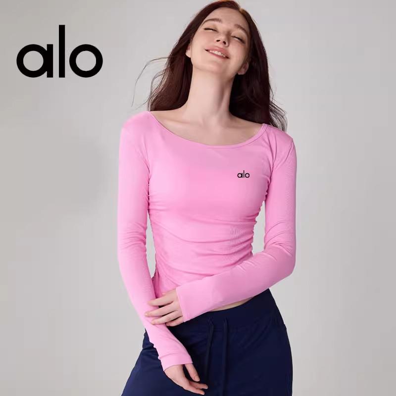 Alo Yoga Figurbetontes geripptes Rundhals-Leichtgewicht-Yoga-Top für Frühling & Sommer