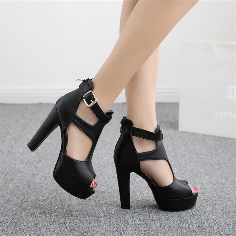 Girls' Shoes Women Pumps High Heels Platform Shoes Peep Toe Peep Toe Gladiator Sandals 12cm Heels Ladies Party Shoes Size 31-43