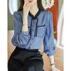 Women's Stand Collar Lyocell Denim Tencel Shirt