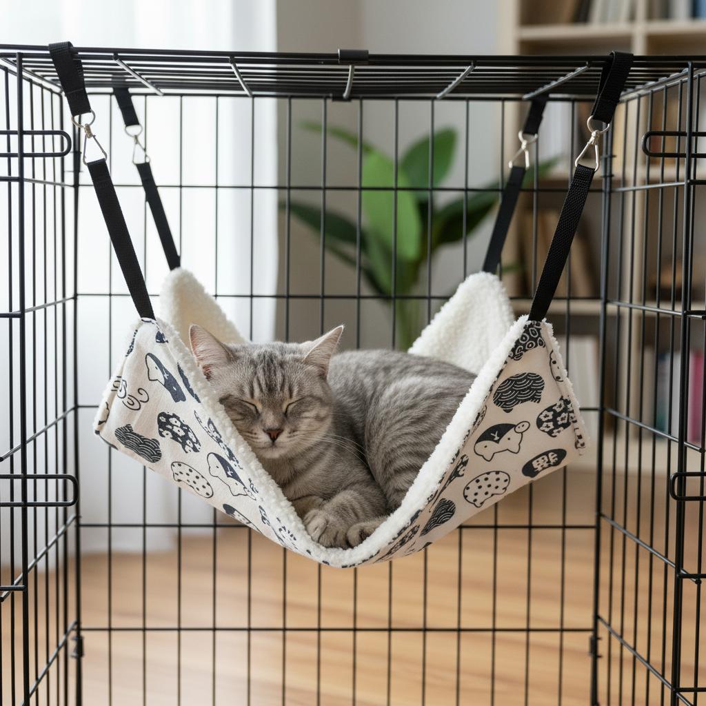 Cat Hammock for Pet Cage Durable Hanging Bed High Density Breathable Cat Rest Pad for Small Medium Cats Winter Warmer