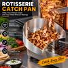 Ergonomic Handle Rotisserie Catch Pan Silver Shawarma Drip Tray Grill Meat Catcher  Home BBQ