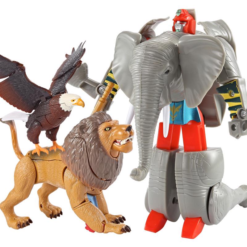 Kaelile Animal Vanguard: Transforming Mecha Warriors Puzzle - Lion, Elephant, White Tiger, Eagle, Panda Robot Toy.