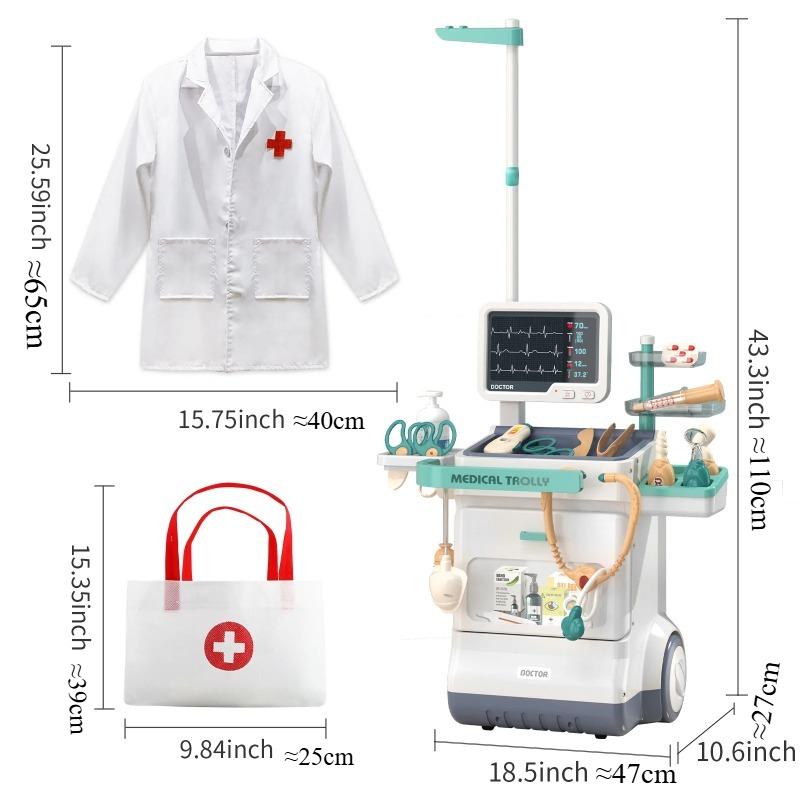 

Doctor Kit For Toddlers Pretend Kids Doctor Playset With Cart Costume Stethoscope Role Play Medical Toys Gift For Girls Boys
