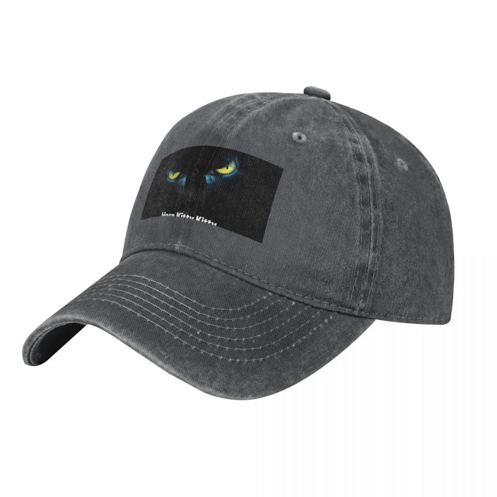Scary Cat Eyes On A Black Background Baseball Caps Vintage Denim Washed Headwear Unisex Style Outdoor Running Hats