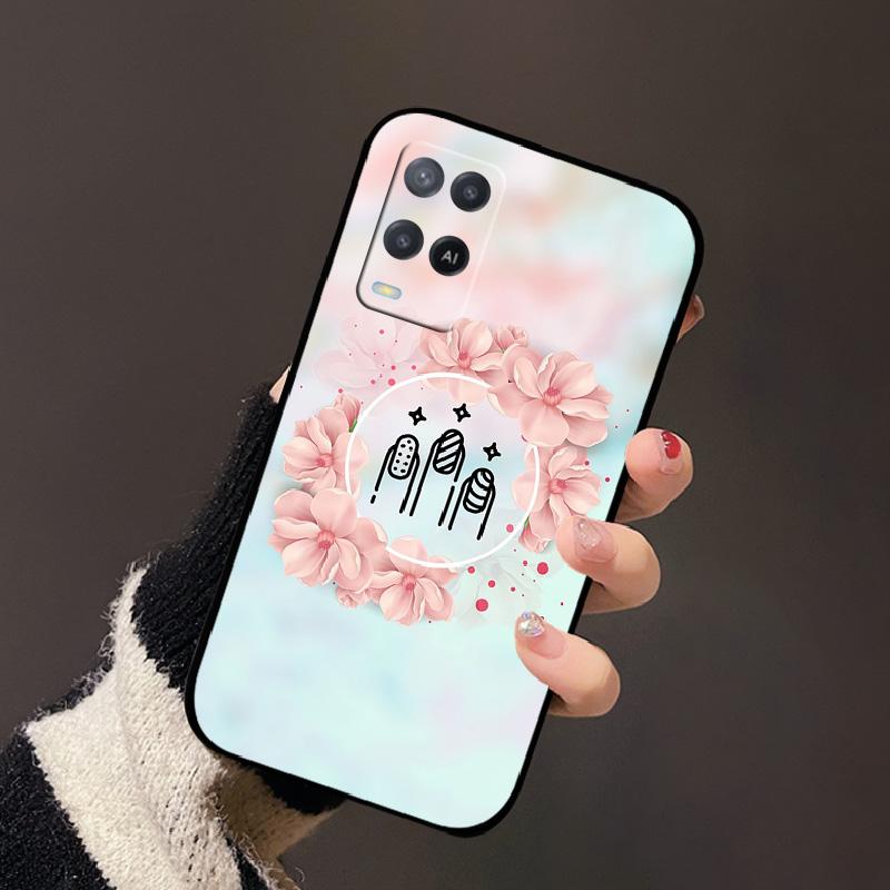 For Oppo A54 4G Case Black Silicone Soft TPU Shockproof Phone Cases For Oppo A54 Painted Phone Cover CPH2239 Protective Fundas