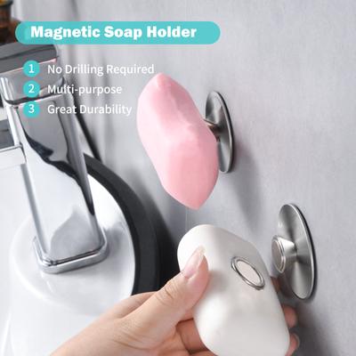 Magnetischer Seifenhalter zur Wandmontage, rostfreier Edelstahlhalter für die Aufbewahrung in Badezimmer und Küche