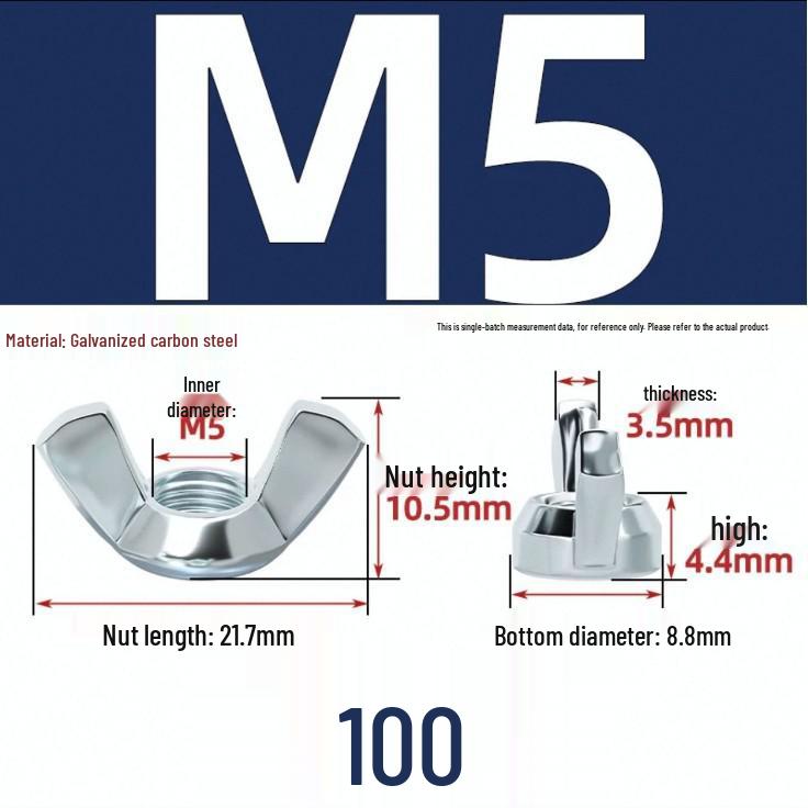 Galvanized Wing, Coin, and Hand-Tightened Nuts (M3, M4, M5)