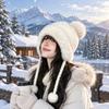 Polyester Faux Fur Hat Thick Warm Winter Knitted Hat Cozy Fair Isle Trapper Hat  For Women