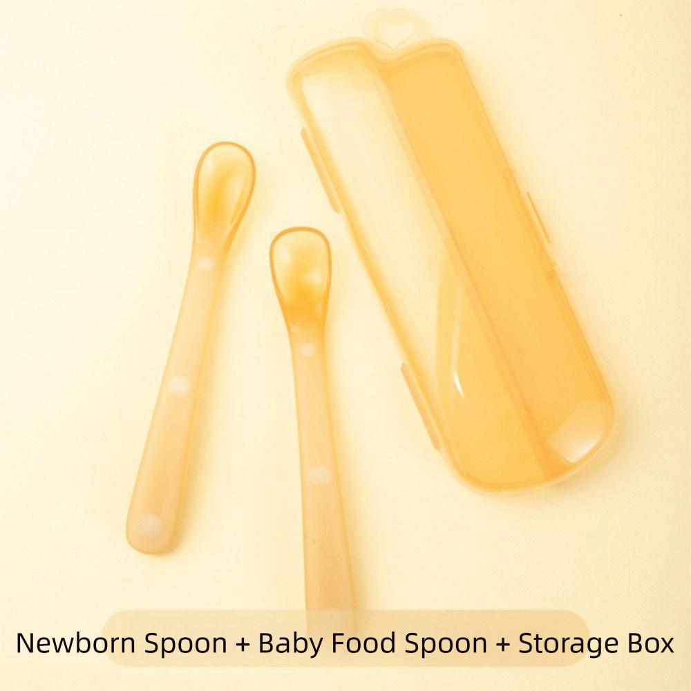 Weiche Silikon Baby Löffel Leicht zu Reinigen Mini Größe Beikost Löffel Sicheres Design Staubdichte Abdeckung Ergonomischer Löffel Zahnungszeit