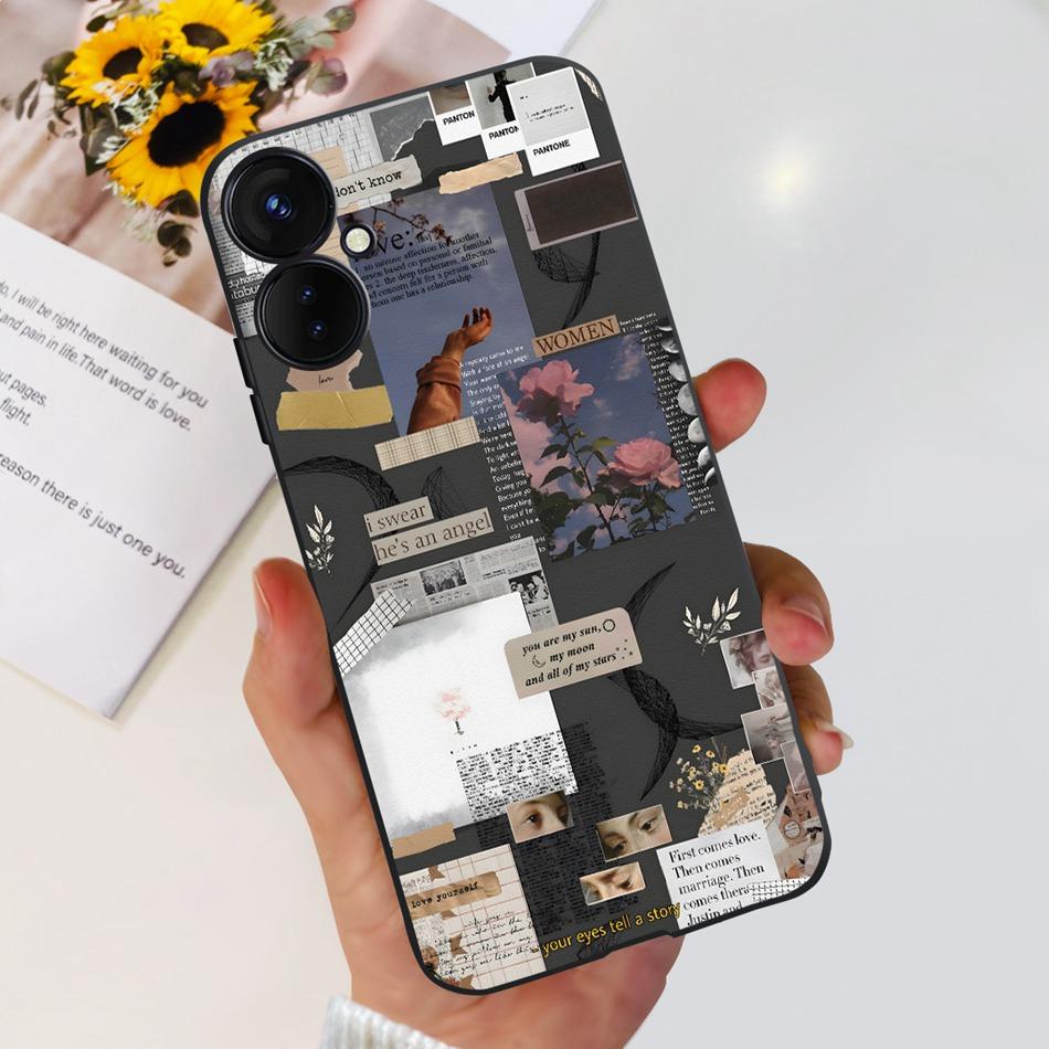For Tecno Spark 9 Pro KH7 KH7n Cute Cartoon Phone Case For Tecno Spark 9Pro Black Silicone Soft TPU Cases