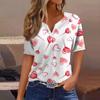 Women's T Shirt Tee Valentine's Day Print Button Short Sleeve Daily Weekend Fashion Basic V- Neck Regular Top