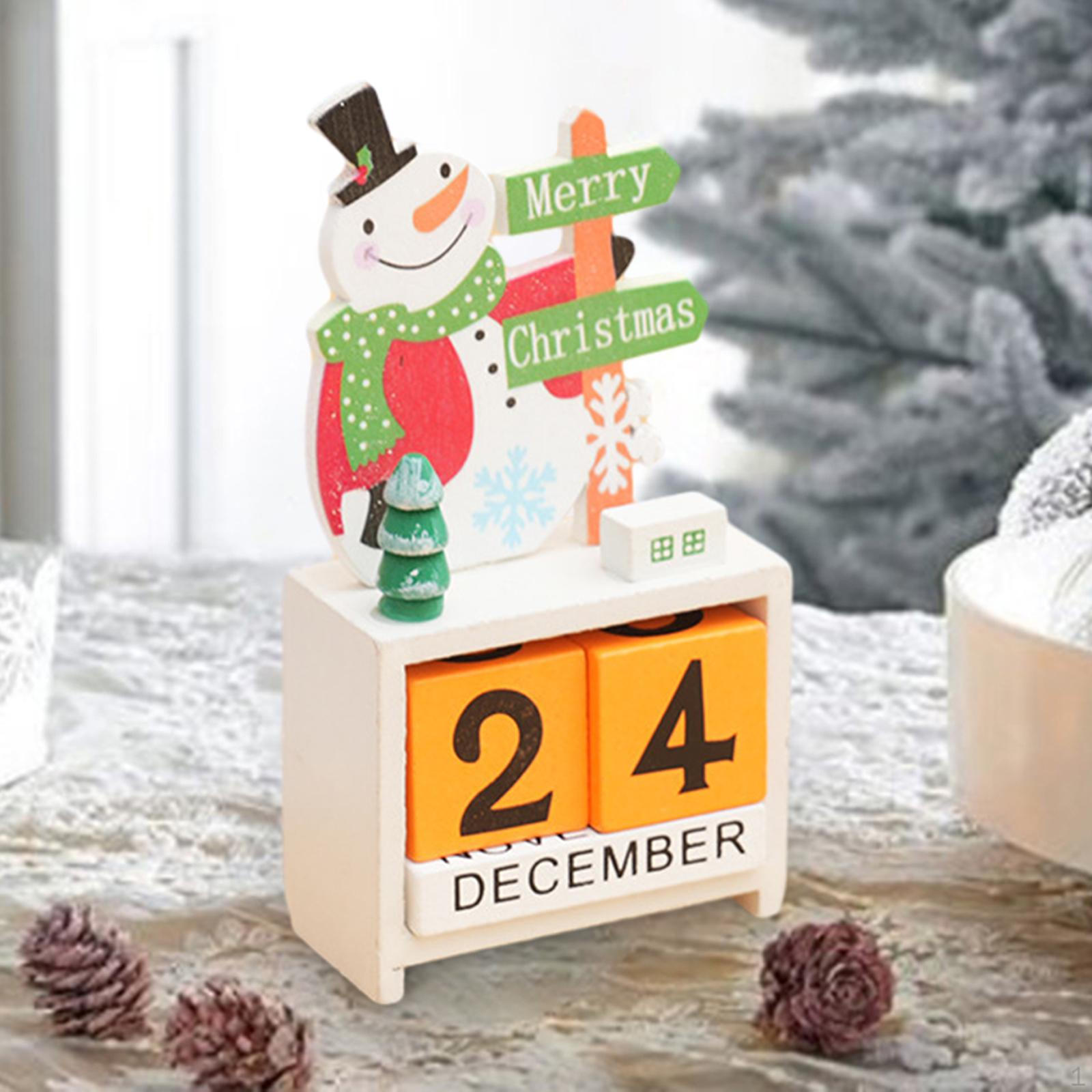 

Рождественский деревянный календарь, подарок, многоразовое украшение, настольное украшение для Snowman