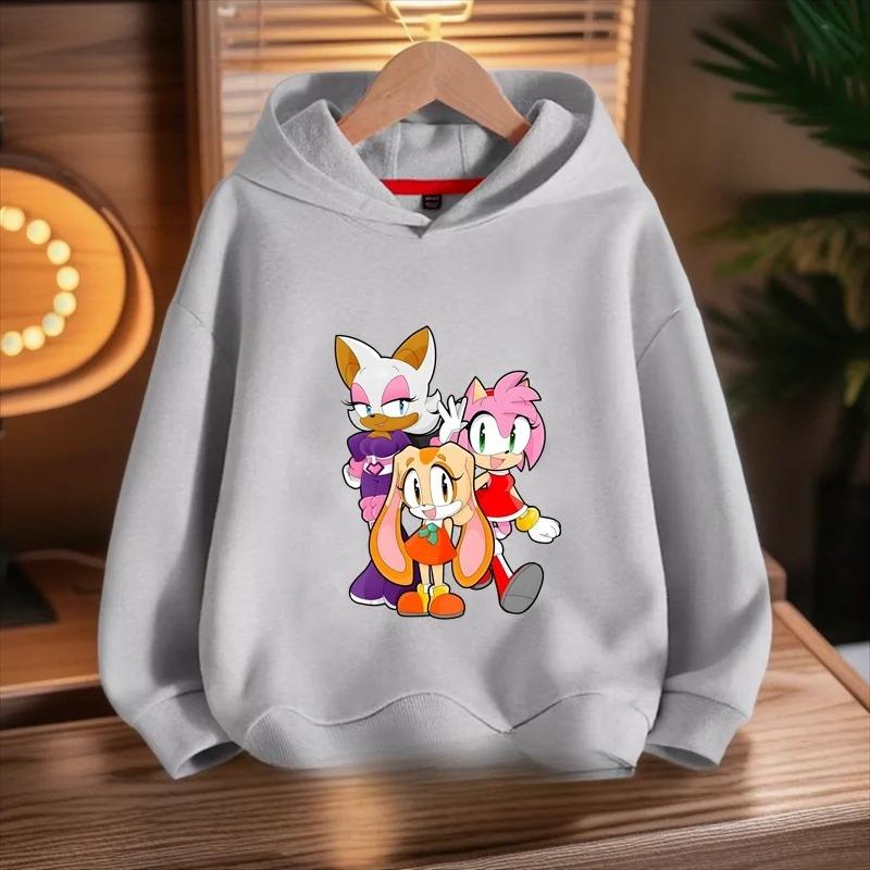 Casual kids hooded sweatshirt featuring fun star decorated cartoon hedgehog art, soft fabric for playtime, daily sports and weekend outdoor trips.
