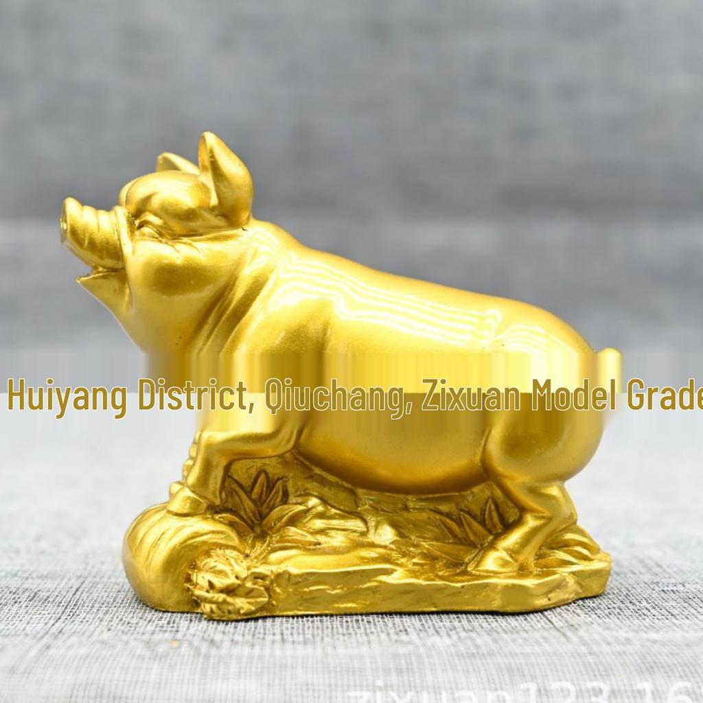 Golden Pig Ornament: Modern Chinese Zodiac Decor for Home or Office