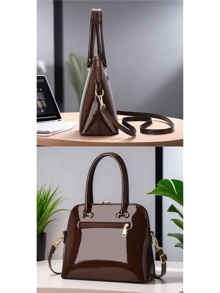 2025 Damen Lackleder Tote: Vielseitige europäische & amerikanische Modehandtasche, Schulter- oder Umhängetasche in Rot & Schwarz.