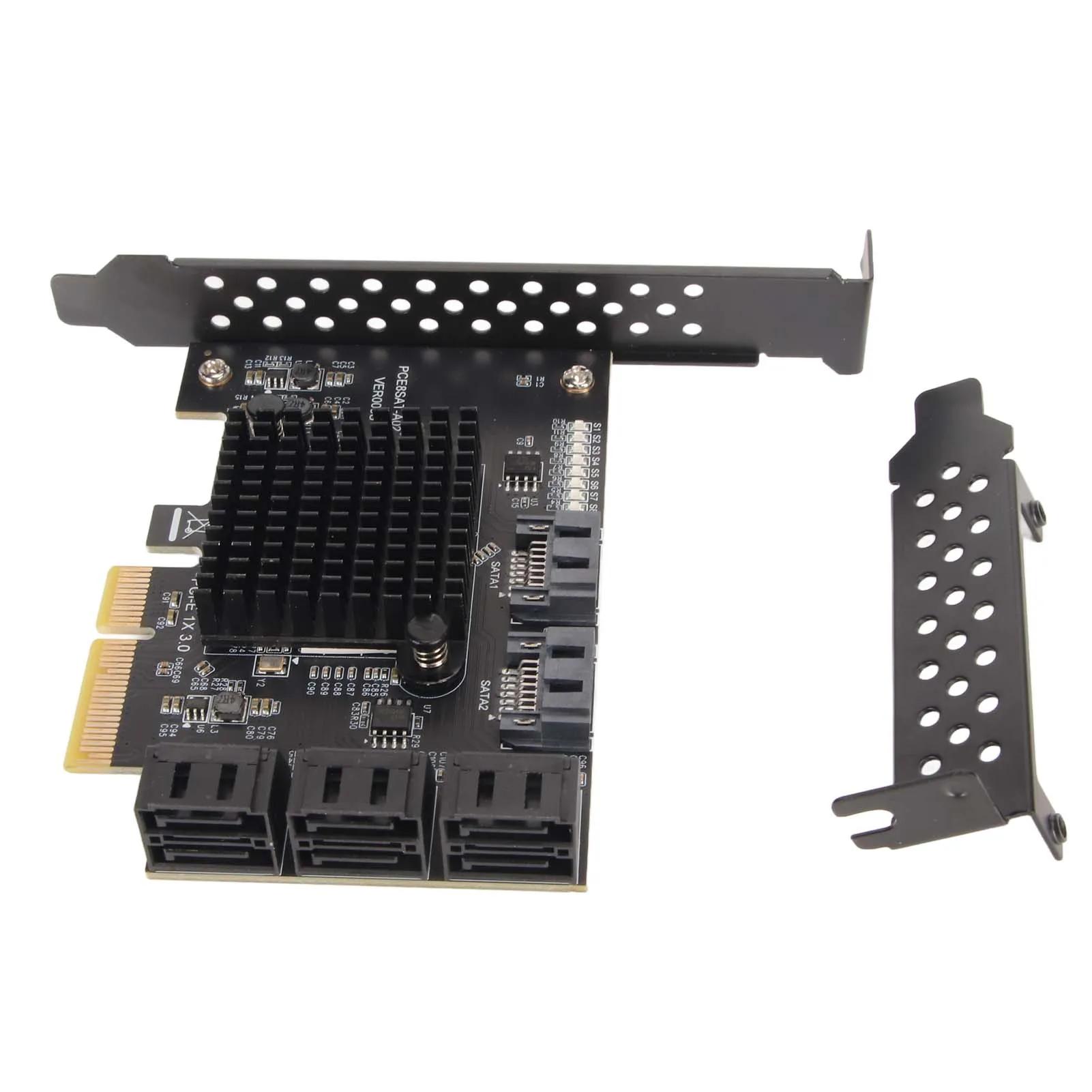 

PCIE SATA Card Easy To Expand PCIE To SATA Expansion Card Support Hot Swappable 8 Port LED Indicator Light for PC for Windows помаранчевий