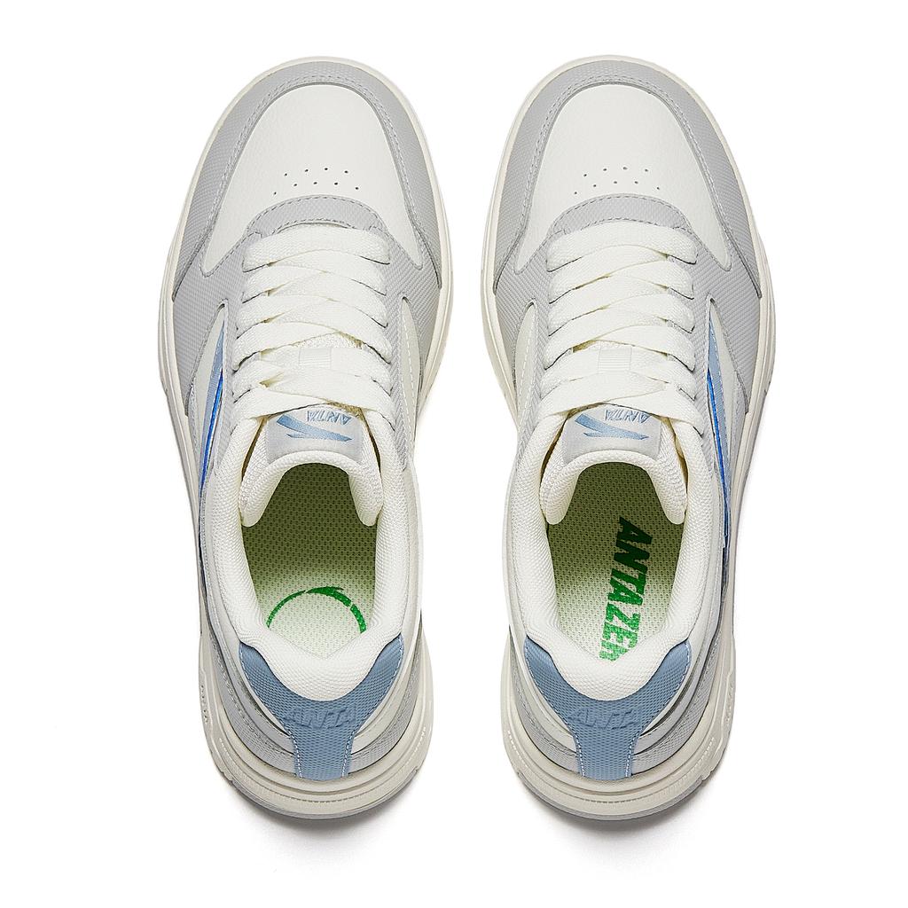 Anta Street Fun Sports Casual Height Increasing Wear Resistant Lightweight Non Slip Low Top Skate Shoes Women Sneakers White Gray Blue 922518007-2