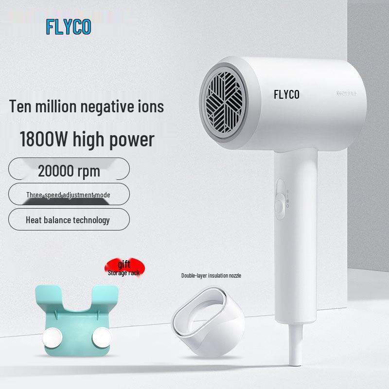 Flyco High Power Foldable Hair Dryer with Negative Ions for Damage-Free Quick Drying