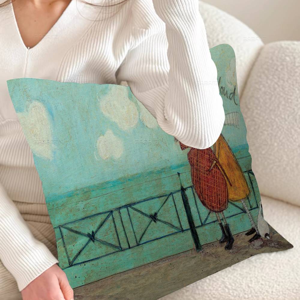 Sam Toft Art Abstract Landscape Pillow Covers Cartoon Sofa Decorative Home Double-sided Printing Short Plush Cute Cushion Cover